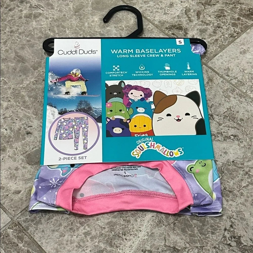 Cuddl Duds Squishmallows Base Layer Set 2pc Stretch Poly NEW Small 6/6X